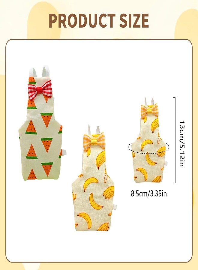 سكويشي طقم حفاضات للطيور مكون من قطعتين للببغاء، طقم حفاضات للببغاء بنقوش الموز والكرز، قماش ناعم للطيور المنزلية، تصميم خفيف الوزن للسفر والنظافة المنزلية (أصفر وأحمر، مقاس كبير، قطعتان) - Image 2